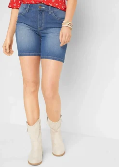 Jeansshorts Slim Fit Mid Waist, 2er Pack