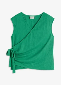 Jerseycrepe-Shirt in Wickeloptik