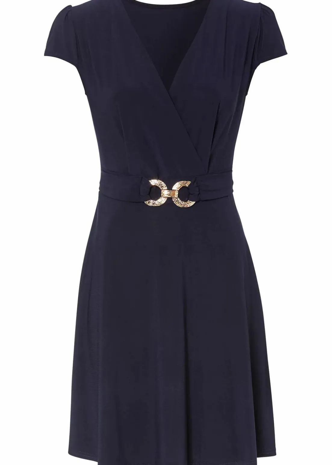 Jerseykleid mit dekorativer Schließe