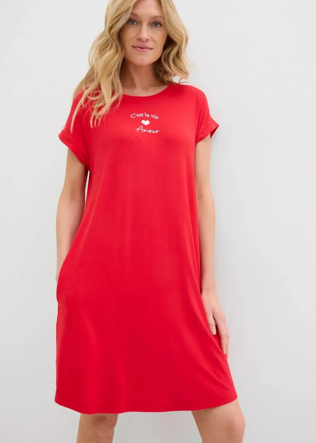 Jersey-Kleid mit Stickerei aus Viskose-Elasthan-Mix