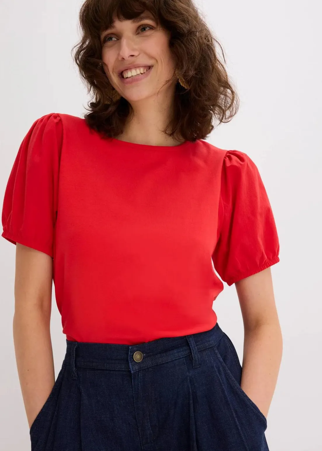 Jerseyshirt mit Ärmeln aus Baumwollpopeline