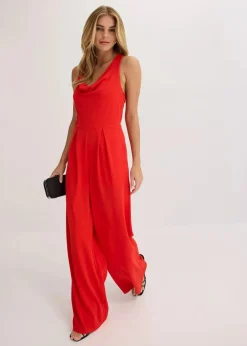 Jumpsuit mit Wasserfallausschnitt