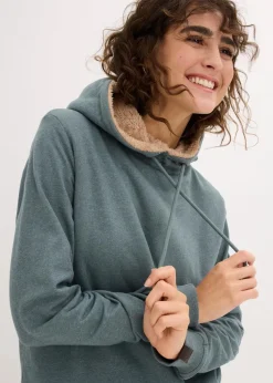 Kapuzensweatshirt aus Baumwoll-Mix und Teddy-Futter