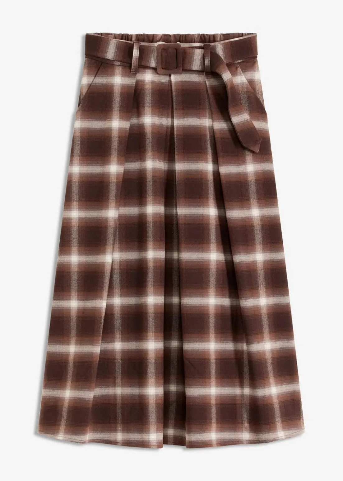 Karo Faltenrock und Gürtel (2-tlg.Set)