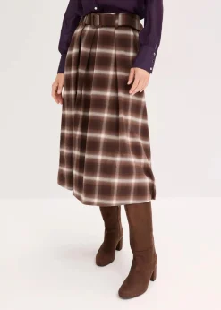 Karo Faltenrock und Gürtel (2-tlg.Set)