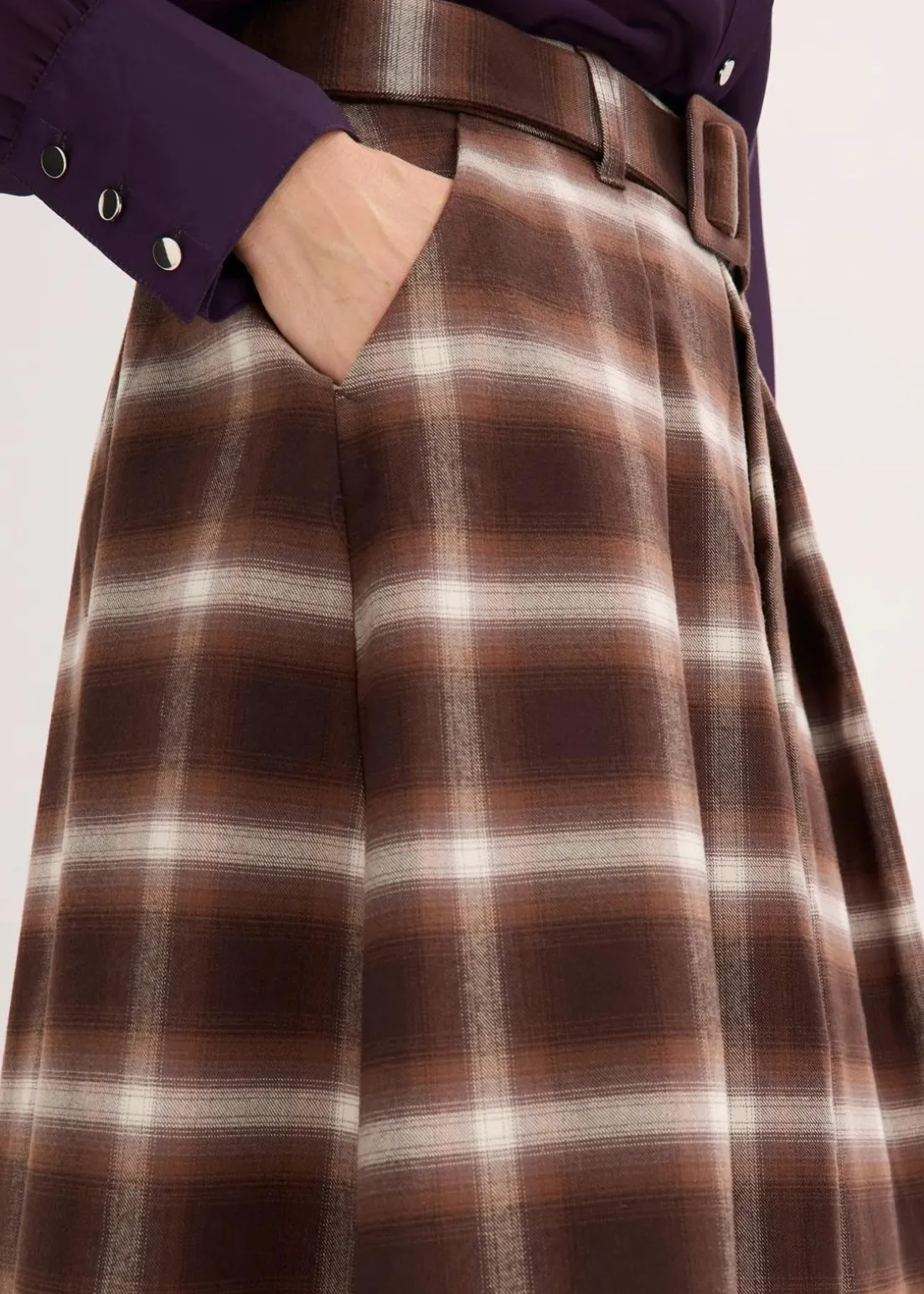 Karo Faltenrock und Gürtel (2-tlg.Set)