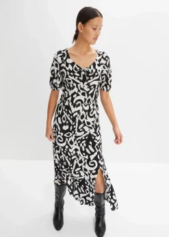 Kleid aus Jersey-Crêpe mit langem Schlitz