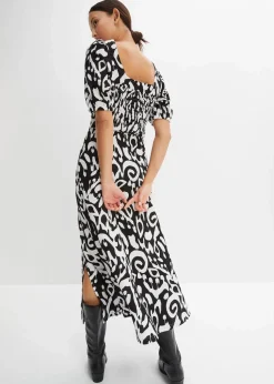 Kleid aus Jersey-Crêpe mit langem Schlitz