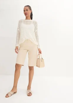 Knielange Baumwoll-Bermuda mit Utility-Details