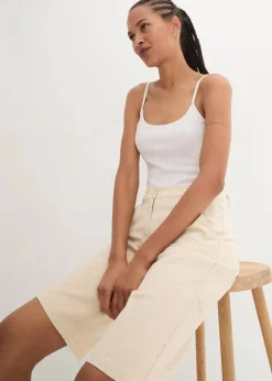 Knielange Baumwoll-Bermuda mit Utility-Details