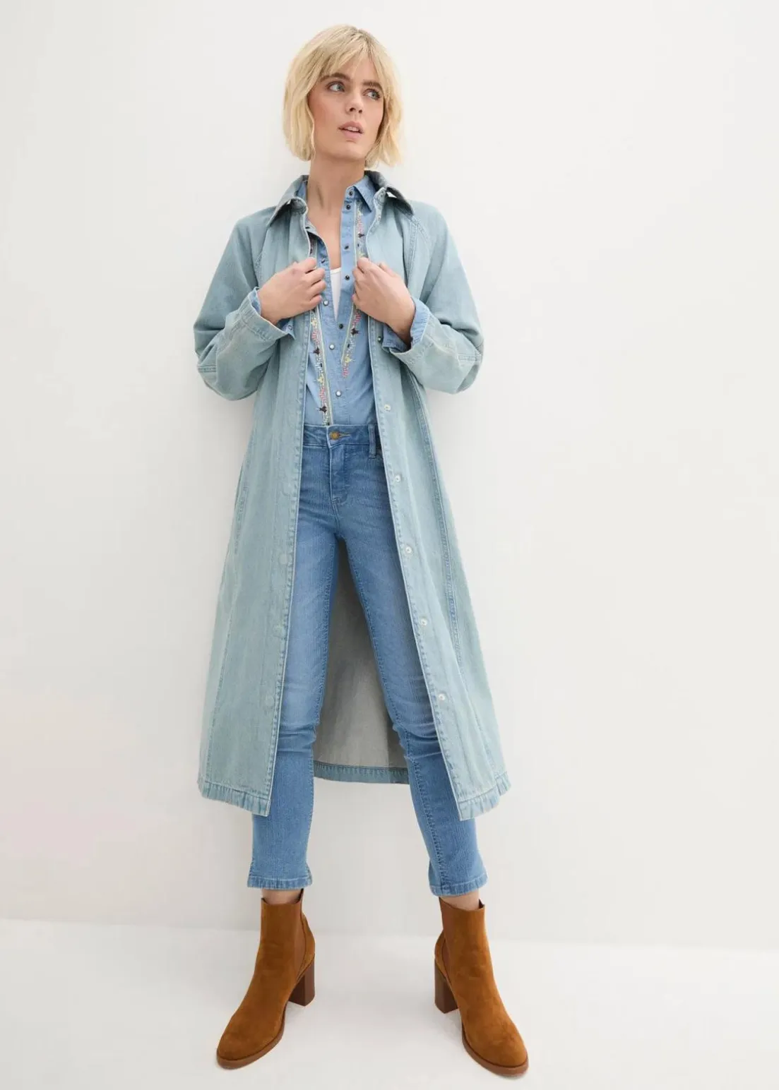 Komfort-Stretch-7/8-Jeans mit Schlitz