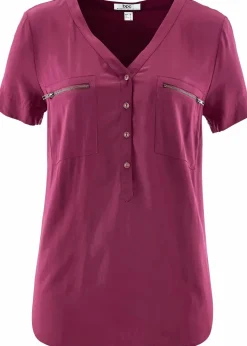 Kurzarmbluse aus fließender Viskose