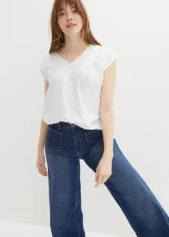 Kurzarmbluse aus fließender Viskose