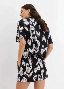 Kurzarmbluse aus fließender Viskose