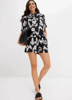 Kurzarmbluse aus fließender Viskose