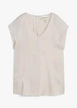 Kurzarmbluse aus glänzendem Satin
