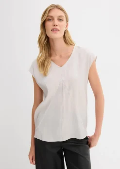 Kurzarmbluse aus glänzendem Satin