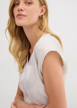 Kurzarmbluse aus glänzendem Satin