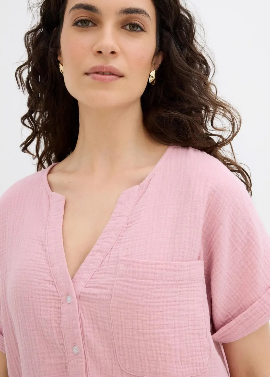 Kurzarmbluse aus Musselin