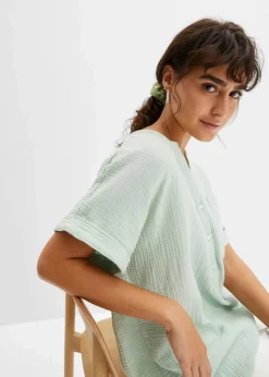 Kurzarmbluse aus Musselin