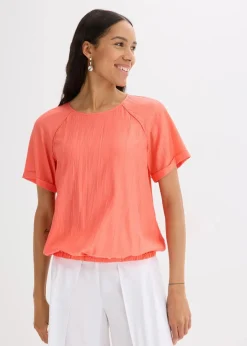 Kurzarmbluse aus softem Viskose-Mix