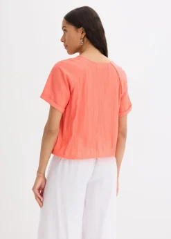 Kurzarmbluse aus softem Viskose-Mix