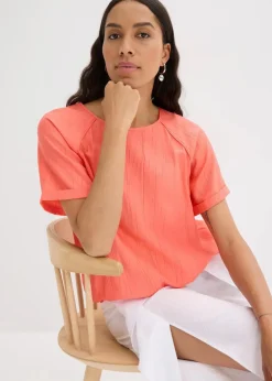 Kurzarmbluse aus softem Viskose-Mix