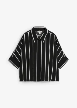 Kurzarmbluse aus strukturiertem Crêpe