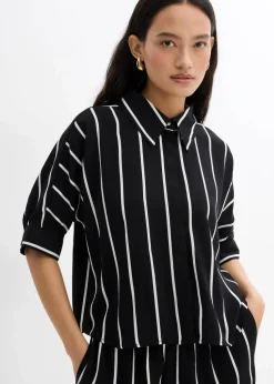 Kurzarmbluse aus strukturiertem Crêpe