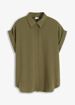 Kurzarmbluse mit recyceltem Polyester