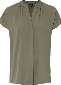 Kurzarmbluse mit verdeckter Knopfleiste