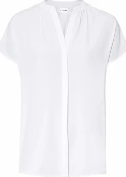 Kurzarmbluse mit verdeckter Knopfleiste