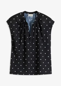 Kurzarmshirt mit Henley-Ausschnitt aus Viskosemix