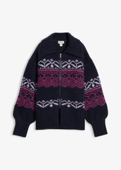 Kurze Norweger-Strickjacke