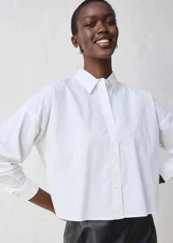 Kurze Oversize Bluse mit Seidenanteil