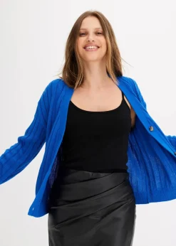 Kurze Ripp-Strickjacke