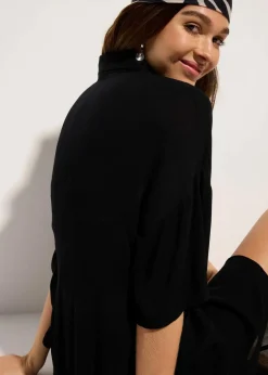 Kurze Strandbluse aus fließender Viskose