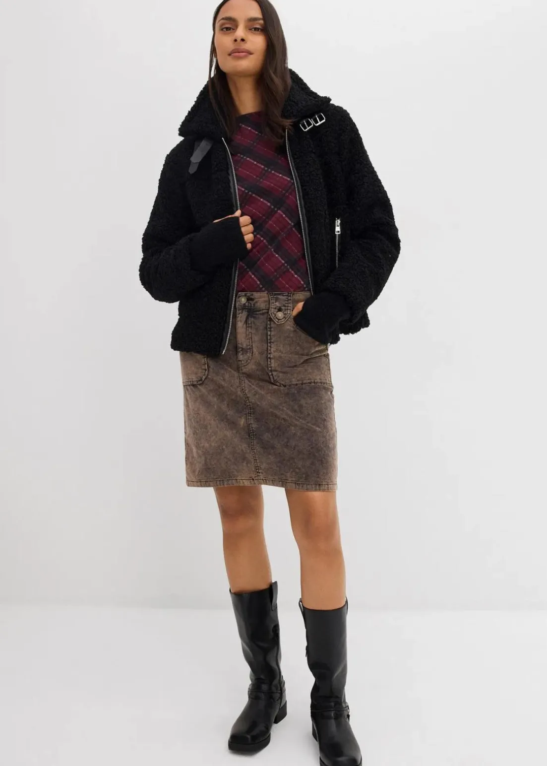 Kurzer Cordrock in Washed-Optik