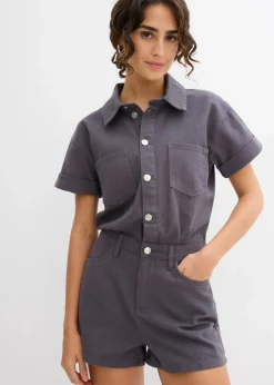 Kurzer Overall aus reiner Baumwolle