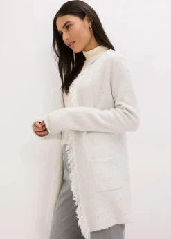 Kurzer Strickmantel mit Pailetten und Glanzgarn