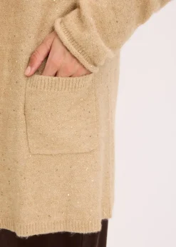 Kurzer Strickmantel mit Pailetten und Glanzgarn