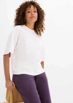 Kurzes Oversize-Shirt aus reiner schwerer Bio-Baumwolle