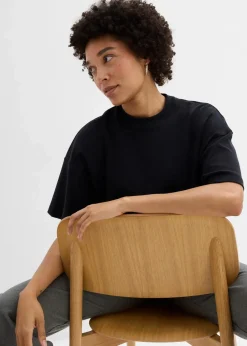 Kurzes Oversize-Shirt aus reiner schwerer Bio-Baumwolle