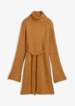 Kurzes Ripp-Strickkleid mit Rollkragen