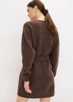 Kurzes Strickkleid mit softem Wollanteil und Gürtel