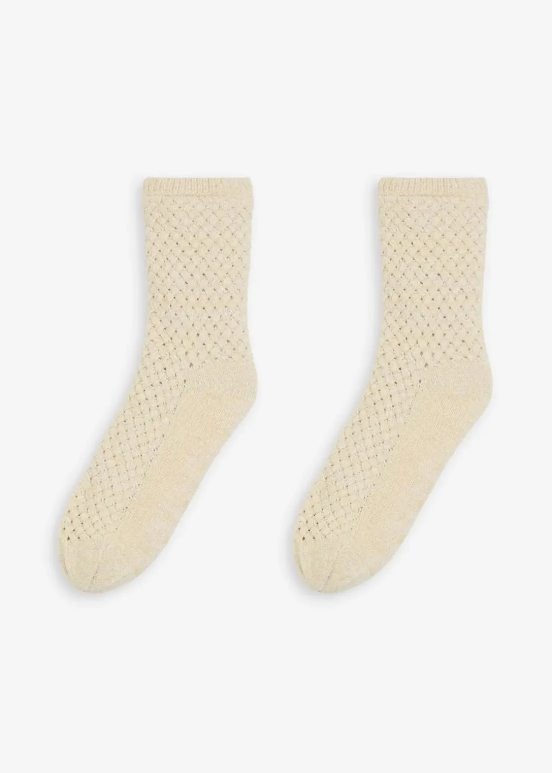 Kuschelsocken mit Lurexgarn, Teddyfutter und Antirutschsohle