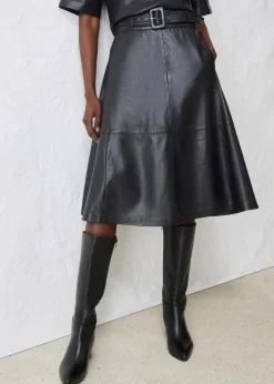 Lammnappa-Lederrock mit Gürtel (2-tlg.-Set)