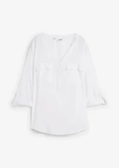 Langarm Bluse mit V-Ausschnitt aus fließender Viskose