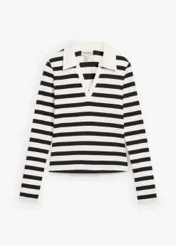 Langarm-Poloshirt aus Rippe