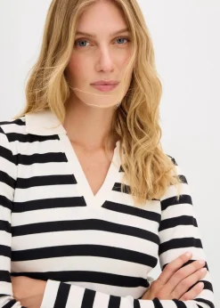 Langarm-Poloshirt aus Rippe